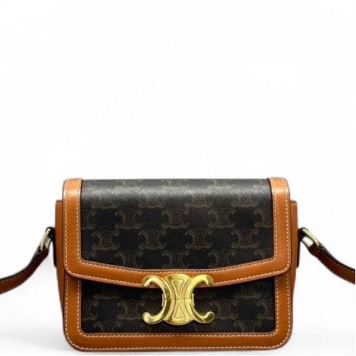 Celine Triomphe Teen Triomphe Shoulder Bag Triomphe Brown Tan Celine Triomphe Teen Triomphe Shoulder Bag Triomphe Brown Tan