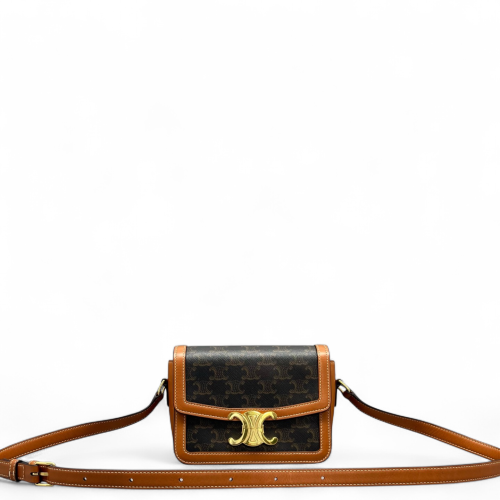 Celine Triomphe Teen Triomphe Shoulder Bag Triomphe Brown Tan Celine Triomphe Teen Triomphe Shoulder Bag Triomphe Brown Tan