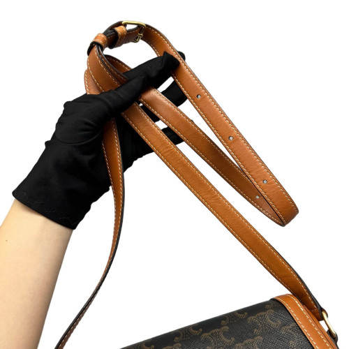 Celine Triomphe Teen Triomphe Shoulder Bag Triomphe Brown Tan Celine Triomphe Teen Triomphe Shoulder Bag Triomphe Brown Tan