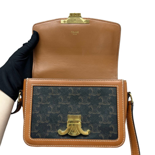 Celine Triomphe Teen Triomphe Shoulder Bag Triomphe Brown Tan Celine Triomphe Teen Triomphe Shoulder Bag Triomphe Brown Tan