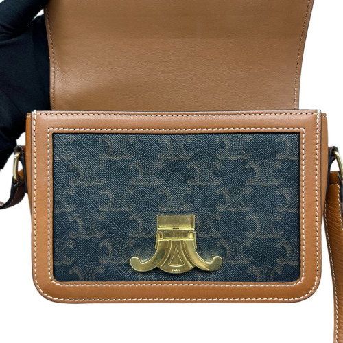 Celine Triomphe Teen Triomphe Shoulder Bag Triomphe Brown Tan Celine Triomphe Teen Triomphe Shoulder Bag Triomphe Brown Tan