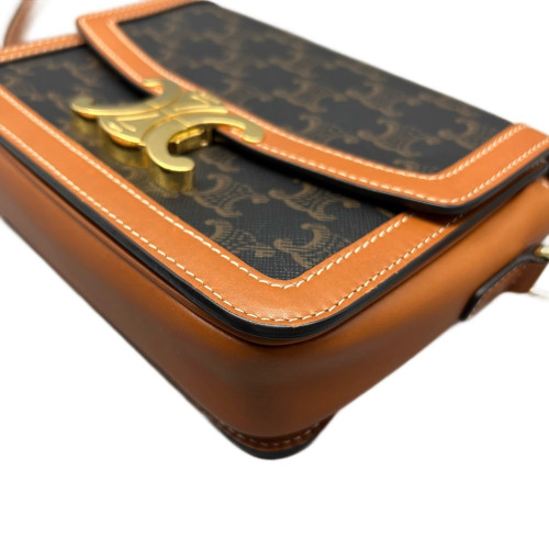 Celine Triomphe Teen Triomphe Shoulder Bag Triomphe Brown Tan Celine Triomphe Teen Triomphe Shoulder Bag Triomphe Brown Tan