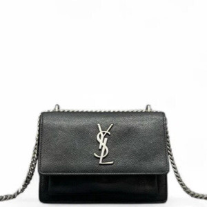 Yves Saint Laurent Small Sunset Shiny Caviar Calfskin Black