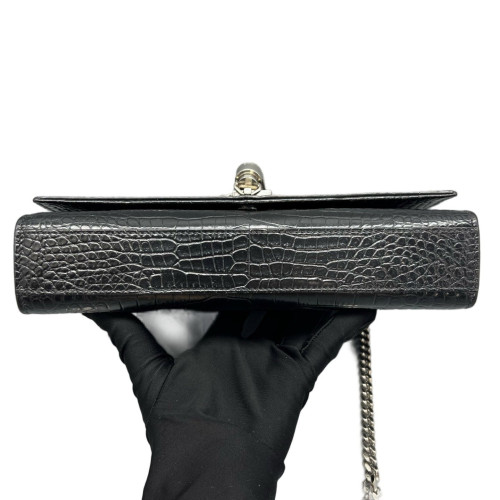 Yves Saint Laurent Medium Kate Corssbody Bag Calfskin Crocodile Embossed Black
