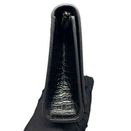 Yves Saint Laurent Medium Kate Corssbody Bag Calfskin Crocodile Embossed Black