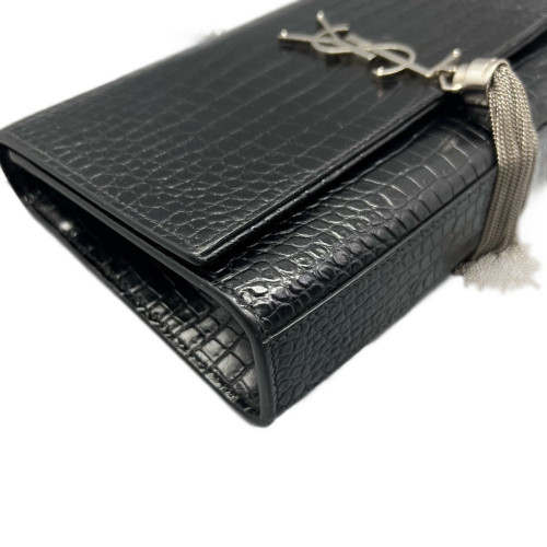 Yves Saint Laurent Medium Kate Corssbody Bag Calfskin Crocodile Embossed Black