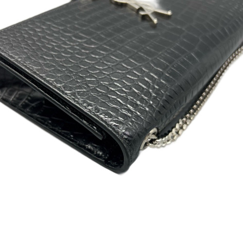 Yves Saint Laurent Medium Kate Corssbody Bag Calfskin Crocodile Embossed Black