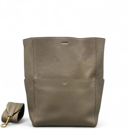 Celine Sangle Large Bucket Bag Grained Calfskin Ivory