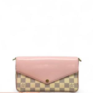 Louis Vuitton Pochette Felicie Chain Wallet Damier Azur White