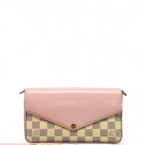 Louis Vuitton Pochette Felicie Chain Wallet Damier Azur White