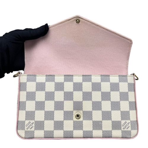 Louis Vuitton Pochette Felicie Chain Wallet Damier Azur White