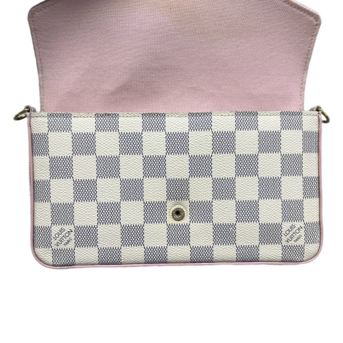 Louis Vuitton Pochette Felicie Chain Wallet Damier Azur White