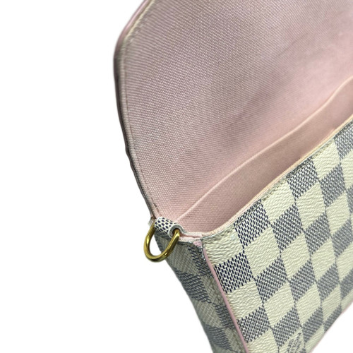 Louis Vuitton Pochette Felicie Chain Wallet Damier Azur White