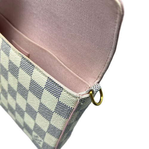 Louis Vuitton Pochette Felicie Chain Wallet Damier Azur White