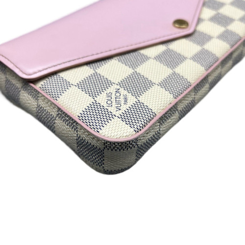Louis Vuitton Pochette Felicie Chain Wallet Damier Azur White