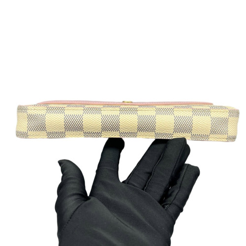 Louis Vuitton Pochette Felicie Chain Wallet Damier Azur White