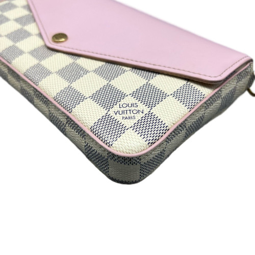 Louis Vuitton Pochette Felicie Chain Wallet Damier Azur White