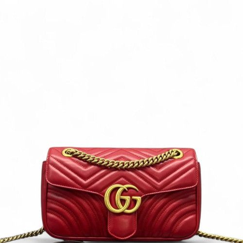 Gucci Chevron Small GG Marmont Calfskin Red Gucci Chevron Small GG Marmont Calfskin Red