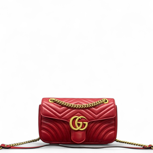 Gucci Chevron Small GG Marmont Calfskin Red Gucci Chevron Small GG Marmont Calfskin Red