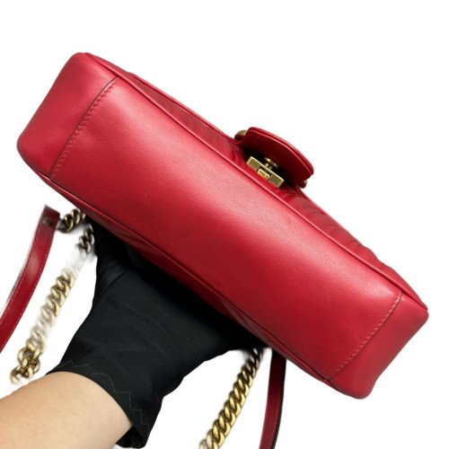 Gucci Chevron Small GG Marmont Calfskin Red Gucci Chevron Small GG Marmont Calfskin Red