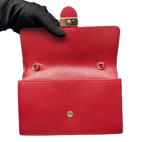 Gucci Interlocking G Chain Wallet Grained Calfskin Red Gucci Interlocking G Chain Wallet Grained Calfskin Red