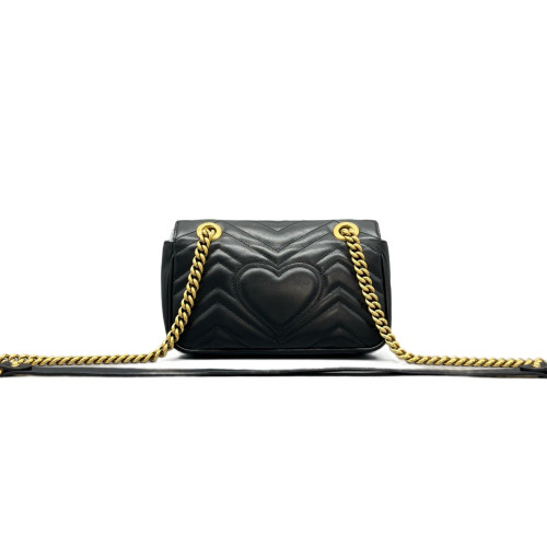 Gucci Chevron Mini GG Marmont Calfskin Black Gucci Chevron Mini GG Marmont Calfskin Black
