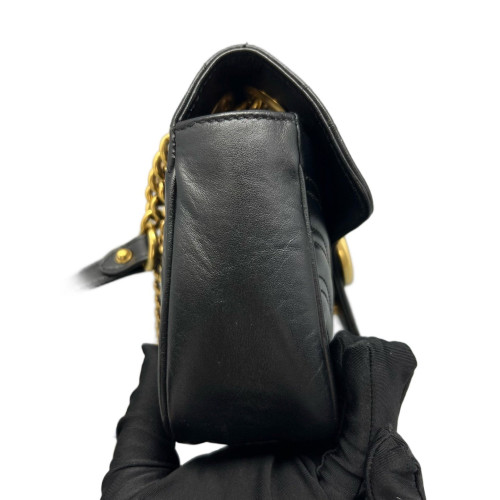 Gucci Chevron Mini GG Marmont Calfskin Black Gucci Chevron Mini GG Marmont Calfskin Black