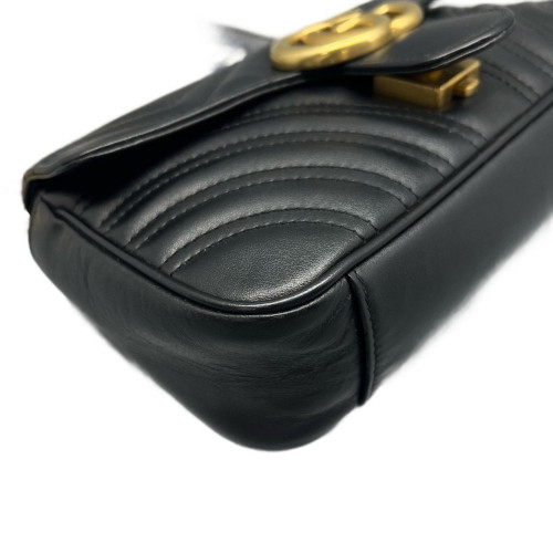 Gucci Chevron Mini GG Marmont Calfskin Black Gucci Chevron Mini GG Marmont Calfskin Black
