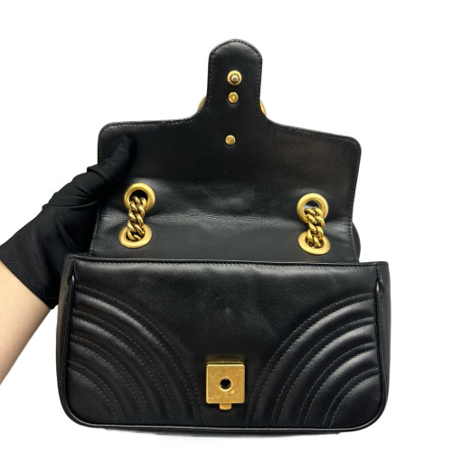Gucci Chevron Mini GG Marmont Calfskin Black Gucci Chevron Mini GG Marmont Calfskin Black