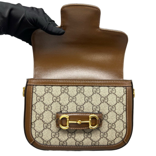 Gucci Mini Horsebit 1955 GG Supreme Monogram Tan