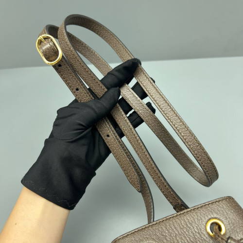 Gucci Web Mini Ophidia Bucket Bag GG Monogram Beige Ebony Brown Red