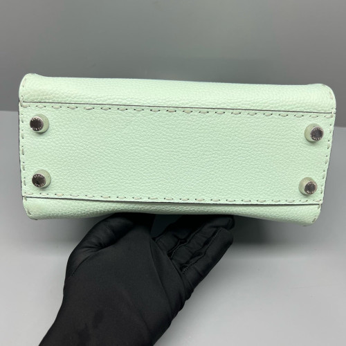 Fendi Peekaboo Mini Grained Calfskin Snakeskin Green