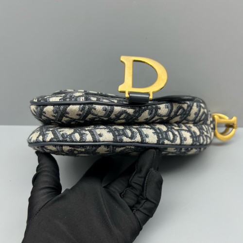 Dior Small Saddle Bag Oblique Beige Navy
