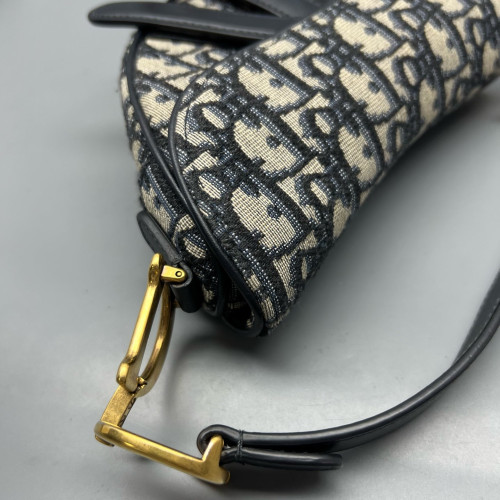 Dior Small Saddle Bag Oblique Beige Navy