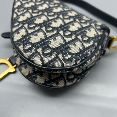 Dior Small Saddle Bag Oblique Beige Navy