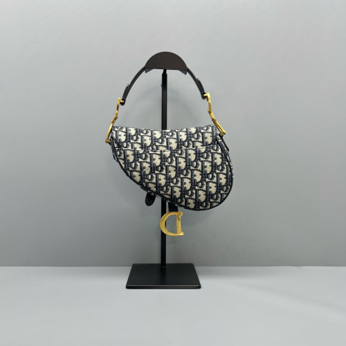 Dior Small Saddle Bag Oblique Beige Navy