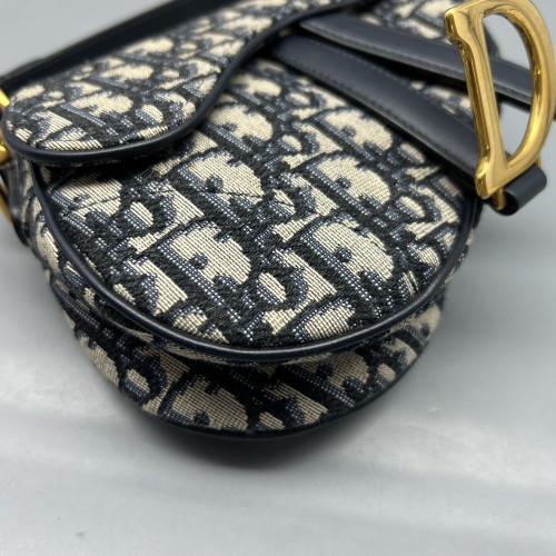 Dior Small Saddle Bag Oblique Beige Navy