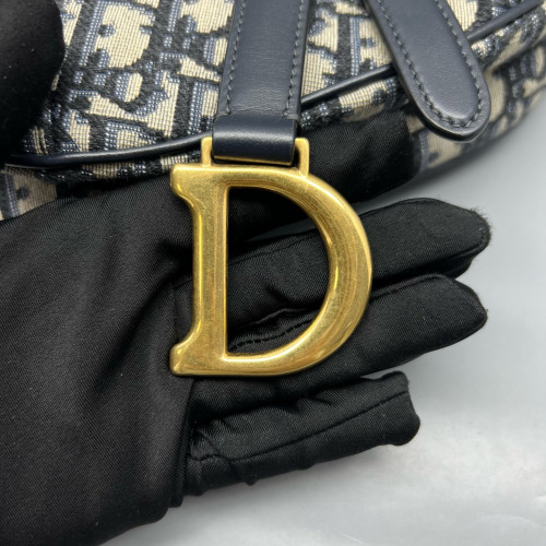 Dior Small Saddle Bag Oblique Beige Navy
