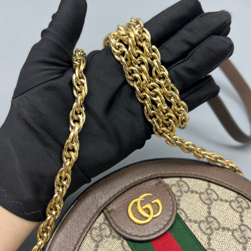 Gucci Mini Ophidia Round Bag GG Supreme Monogram Beige Ebony Gucci Mini Ophidia Round Bag GG Supreme Monogram Beige Ebony