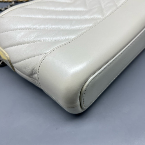 Chanel Quilted Chevron Quilted Small Gabrielle Hobo Calfskin White