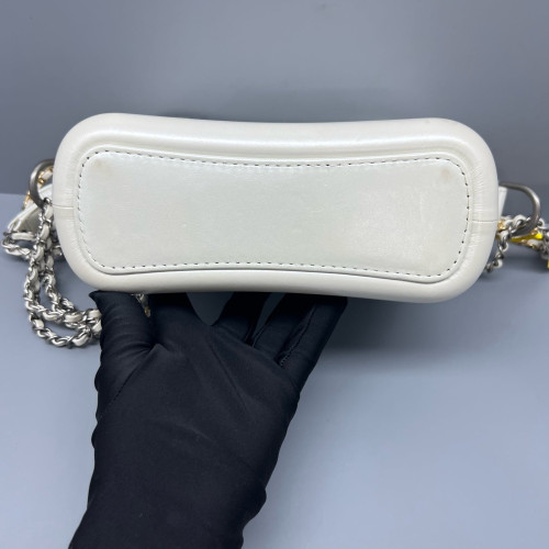 Chanel Quilted Chevron Quilted Small Gabrielle Hobo Calfskin White