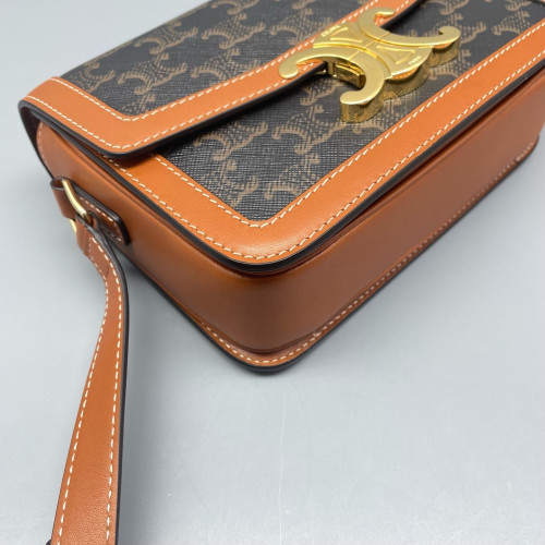 Celine Teen Triomphe Shoulder Bag Triomphe Brown Black Celine Teen Triomphe Shoulder Bag Triomphe Brown Black