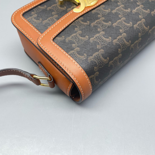 Celine Teen Triomphe Shoulder Bag Triomphe Brown Black Celine Teen Triomphe Shoulder Bag Triomphe Brown Black