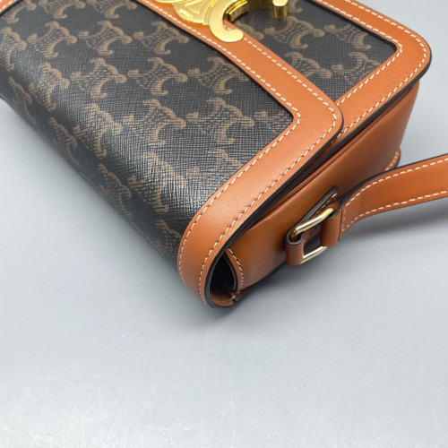 Celine Teen Triomphe Shoulder Bag Triomphe Brown Black Celine Teen Triomphe Shoulder Bag Triomphe Brown Black