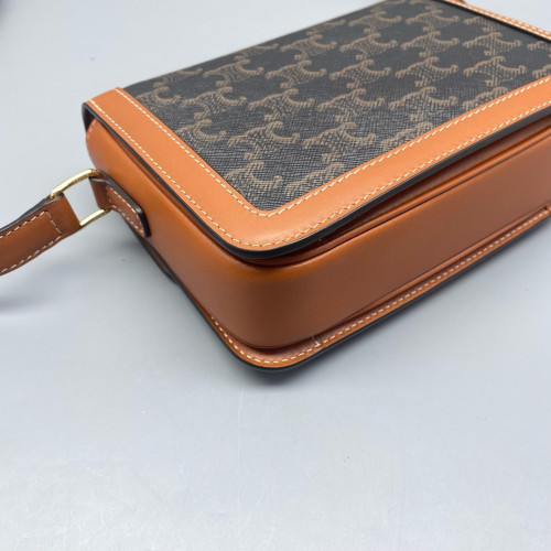 Celine Teen Triomphe Shoulder Bag Triomphe Brown Black Celine Teen Triomphe Shoulder Bag Triomphe Brown Black