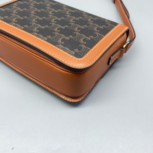 Celine Teen Triomphe Shoulder Bag Triomphe Brown Black Celine Teen Triomphe Shoulder Bag Triomphe Brown Black