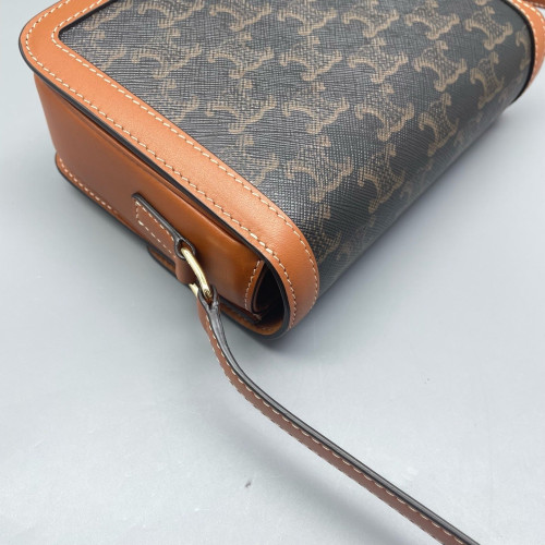 Celine Teen Triomphe Shoulder Bag Triomphe Brown Black Celine Teen Triomphe Shoulder Bag Triomphe Brown Black