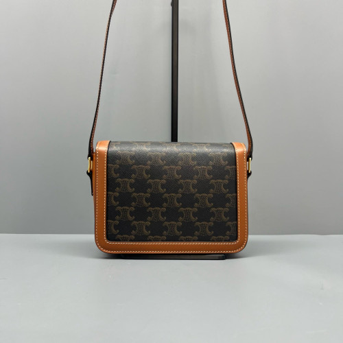 Celine Teen Triomphe Shoulder Bag Triomphe Brown Black Celine Teen Triomphe Shoulder Bag Triomphe Brown Black