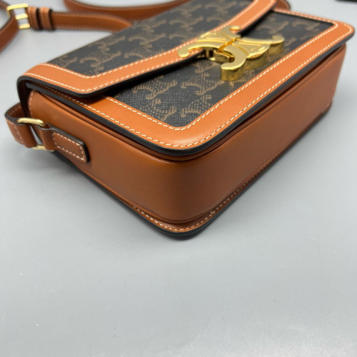 Celine Teen Triomphe Shoulder Bag Triomphe Brown Black Celine Teen Triomphe Shoulder Bag Triomphe Brown Black