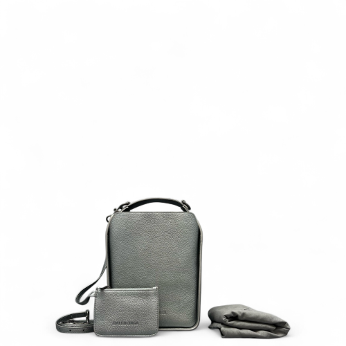Balenciaga Two-Way Bag Metallic Pebbled Calfskin Silver